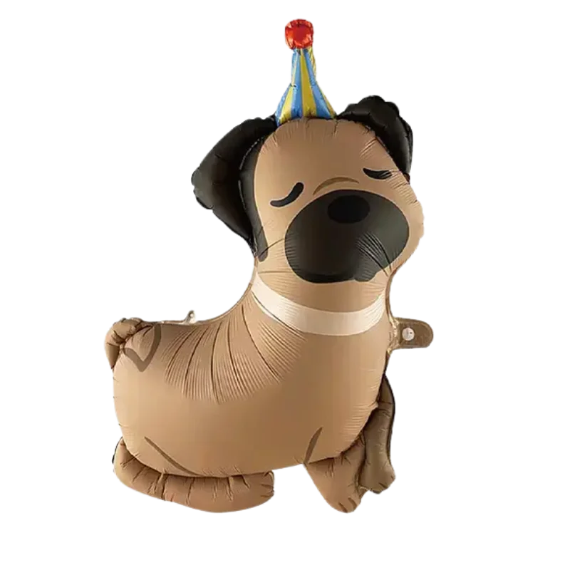 Globo Metálico Perrito Pug con Sombrero