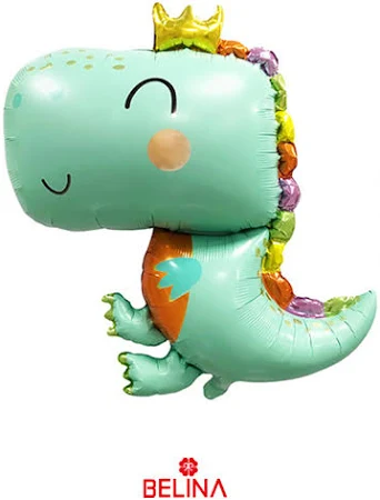 Globo Metálico de Dinosaurio con Corona