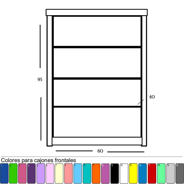 Cómoda Minimalista - 4 cajones 1 solo color