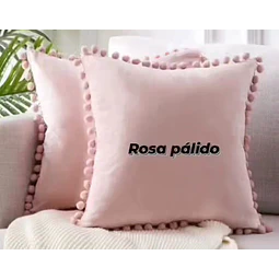 Set 2 fundas Terciopelo Pompones
