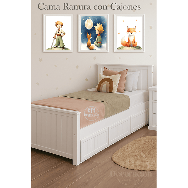 Cama Nido o Tres Cajones Modelo Ranura 1 Plaza