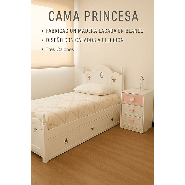 Cama Nido o Tres Cajones Modelo Princesa 1 Plaza