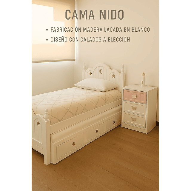 Cama Nido o Tres Cajones Modelo Princesa 1.5 Plazas