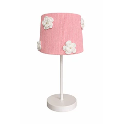 Lampara Velador - Linea Crochet Rosa flor blanca