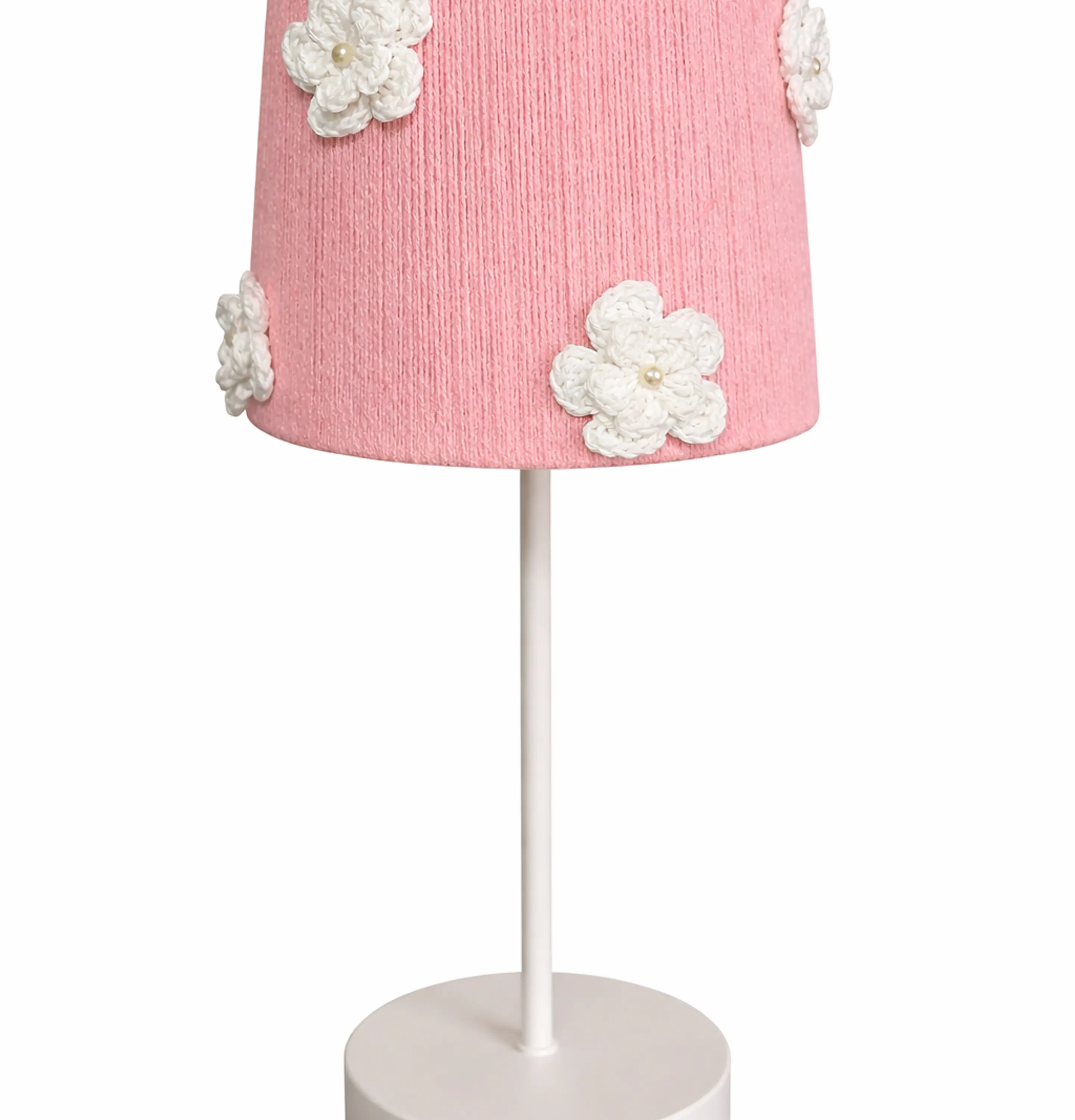 Lampara Velador - Linea Crochet Rosa flor blanca 1