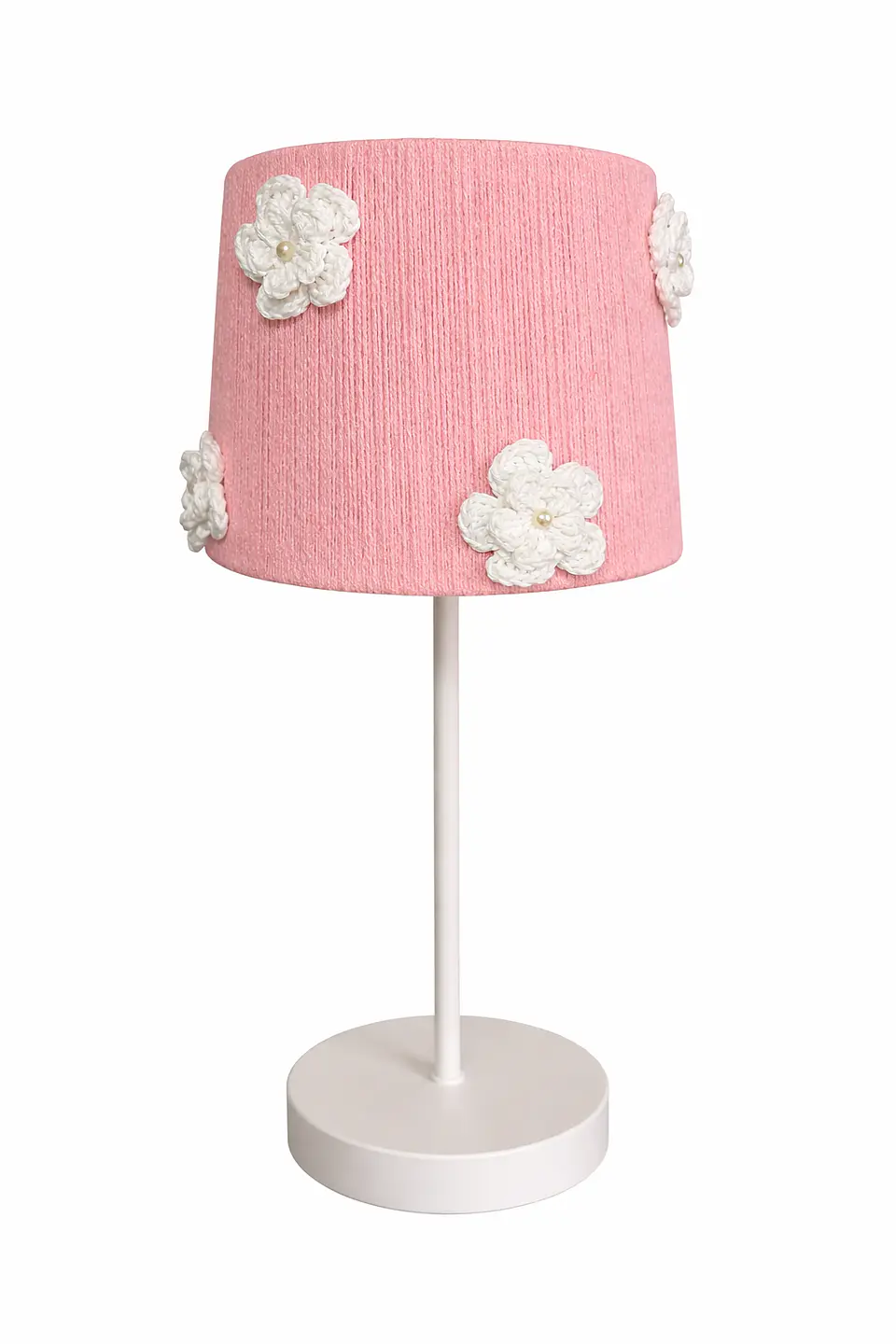 Lampara Velador - Linea Crochet Rosa flor blanca 1