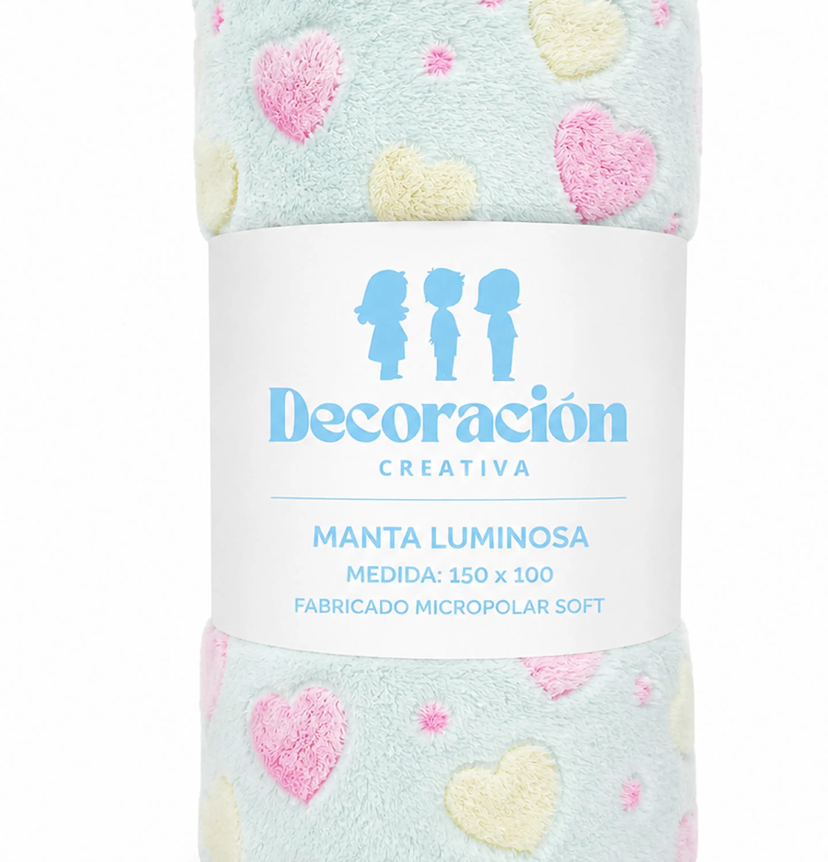 Manta Infantil Luminosa- Corazones Turquesa 2