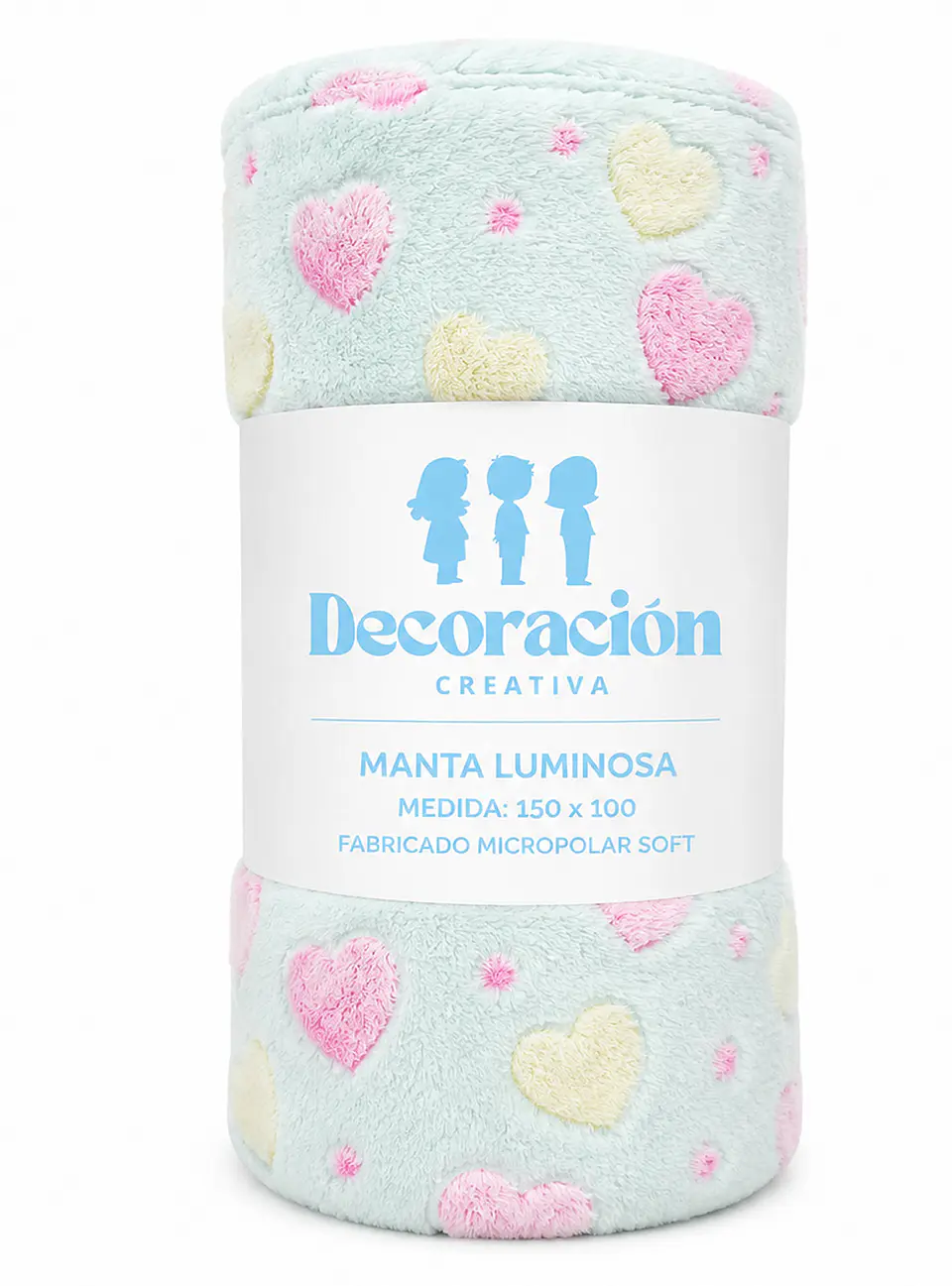 Manta Infantil Luminosa- Corazones Turquesa 2