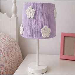 Lampara Velador - Linea Crochet Lila Flor Blanca