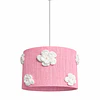 Lampara Colgante - Linea Crochet Rosada Flores Blancas