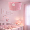 Lampara Colgante - Linea Crochet Rosada Flores Blancas