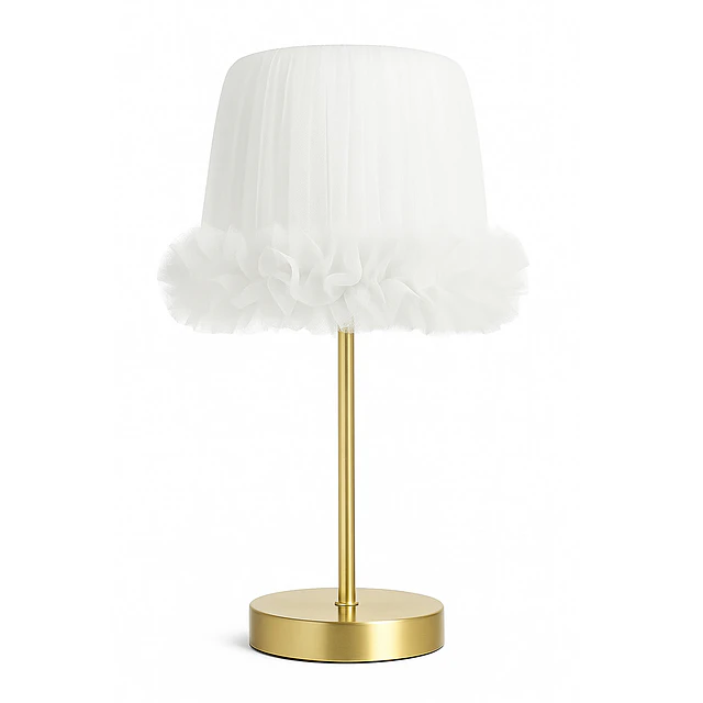 Lampara Velador -Linea Cisne Blanco- Base Dorada