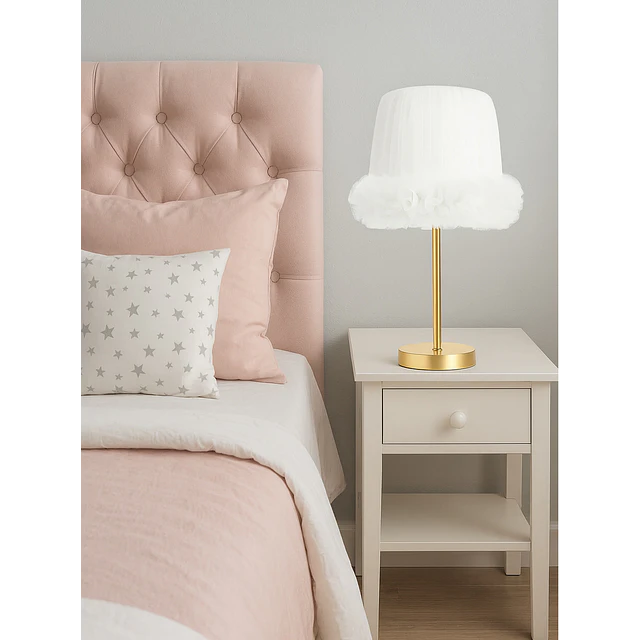 Lampara Velador -Linea Cisne Blanco- Base Dorada
