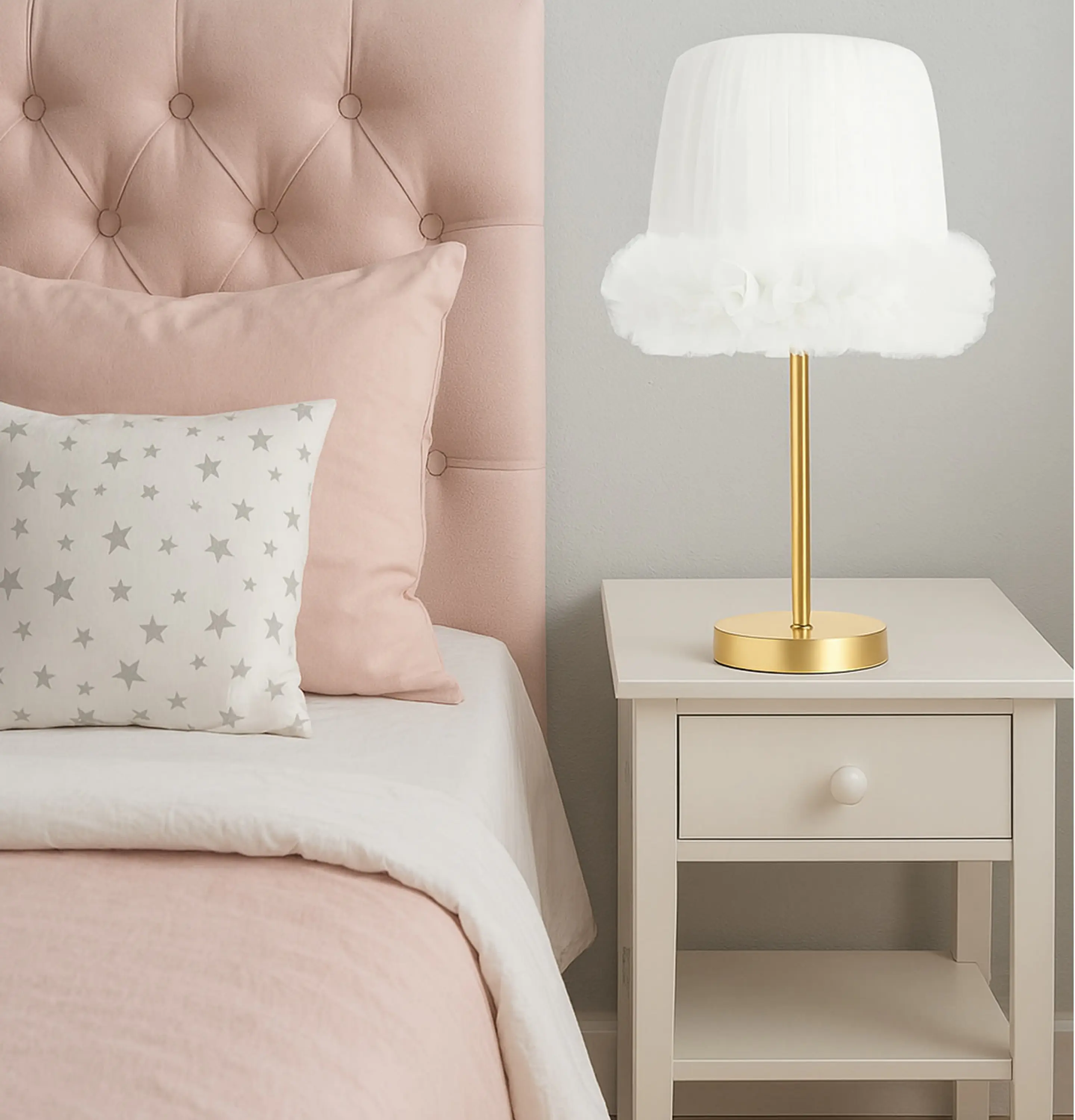 Lampara Velador -Linea Cisne Blanco- Base Dorada 2