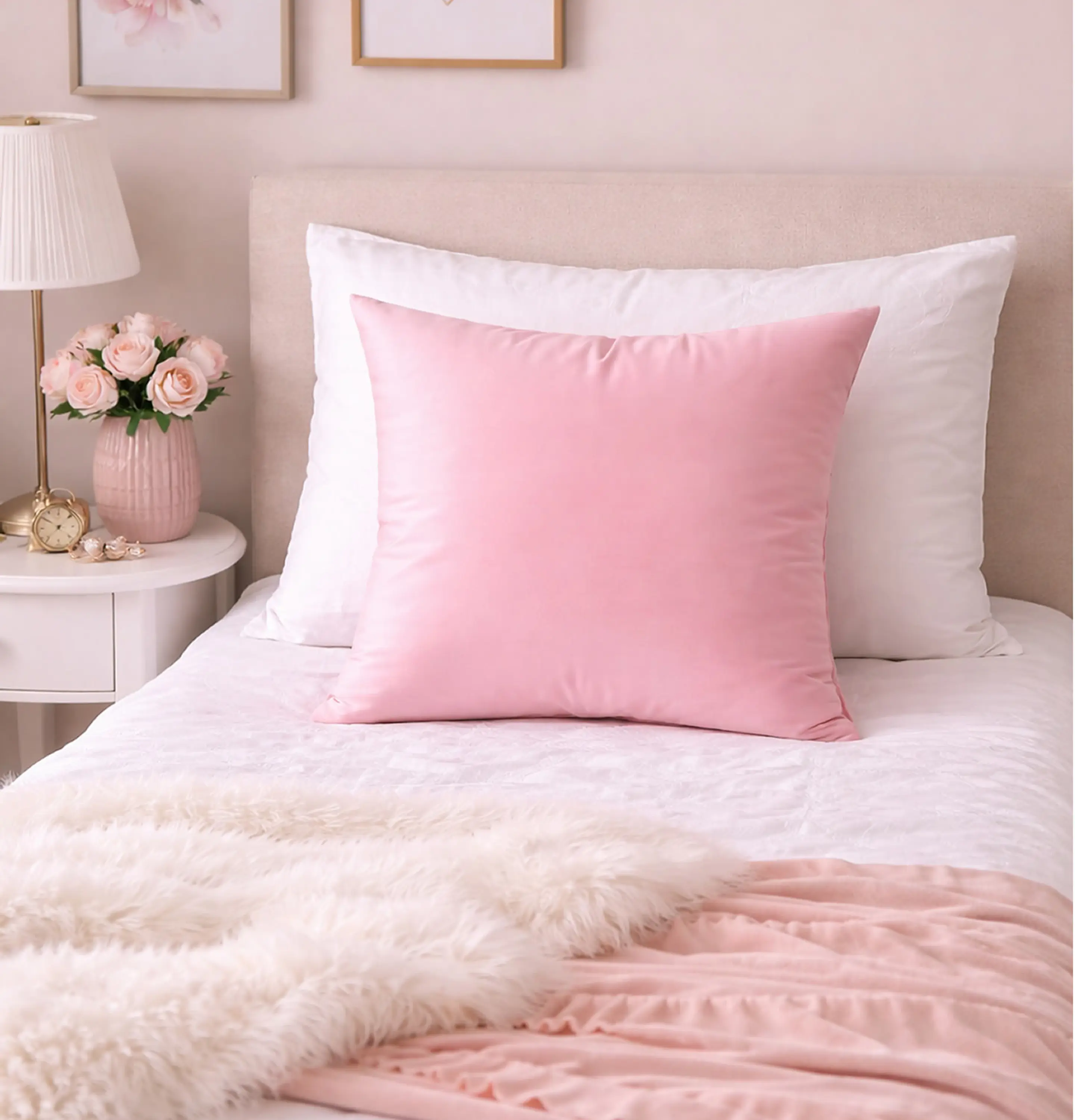 1 Funda Terciopelo Rosado  3
