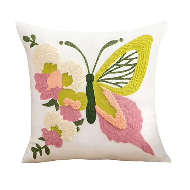 1 Funda Bordada - Mariposa Rosada
