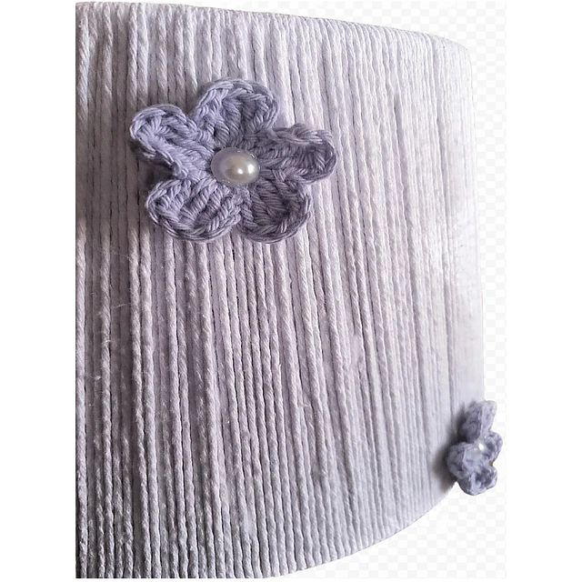 Lampara Velador - Linea Crochet Blanca, Flor Lila