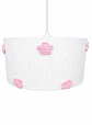 Lampara Colgante - Linea Crochet Blanca Flores Rosadas - Miniatura 1
