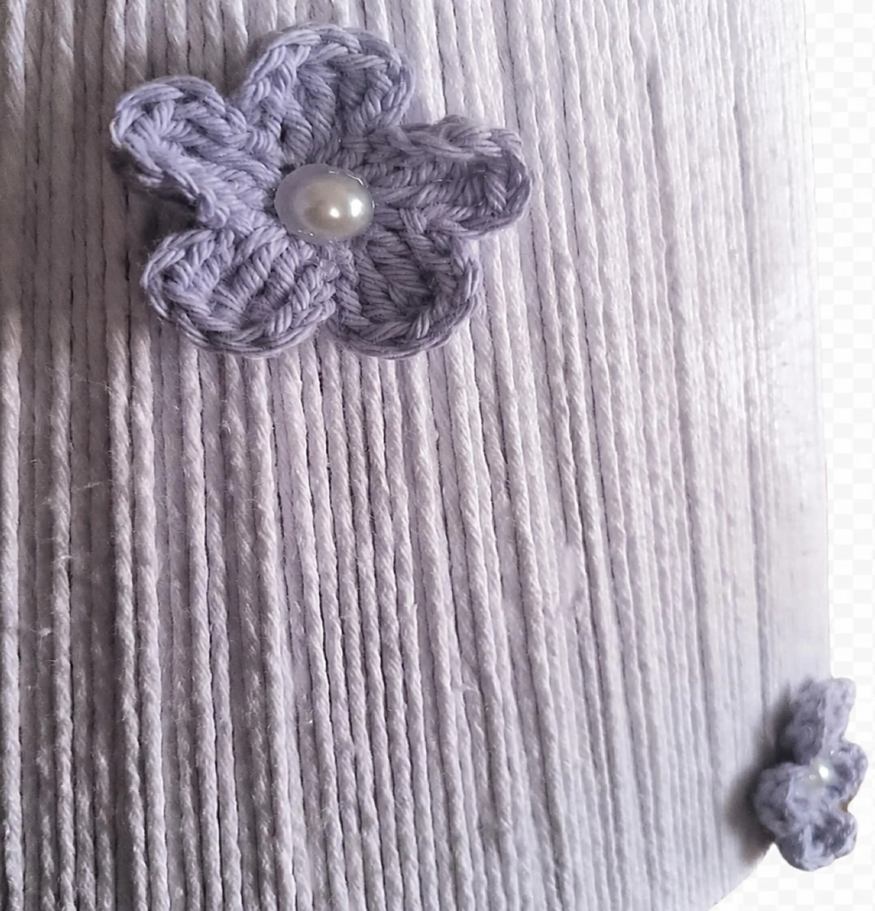 Lampara Colgante - Linea Crochet Blanca con Flores Lilas 2