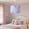 Lampara Colgante - Linea Crochet Blanca con Flores Lilas