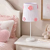 Lampara Velador - Linea Crochet Blanca Flor Rosada