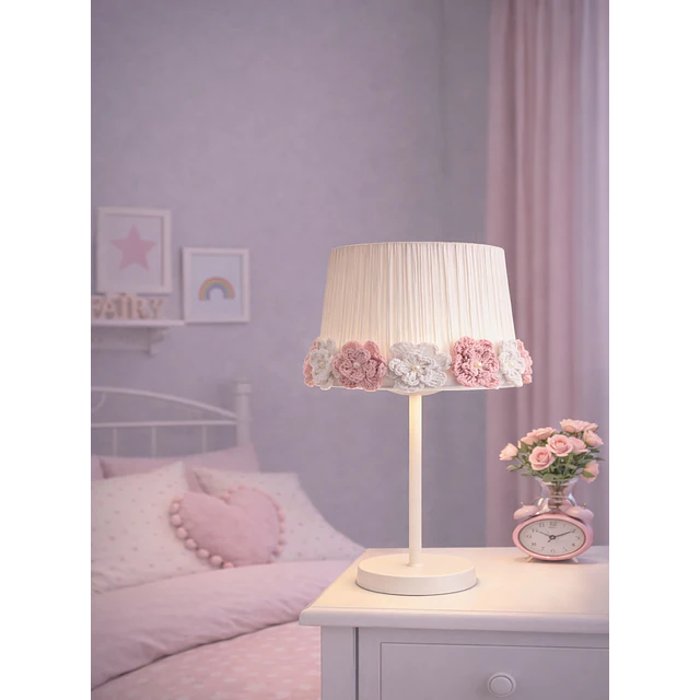 Lampara Velador - Linea Corona de Flores Blanca Rosa