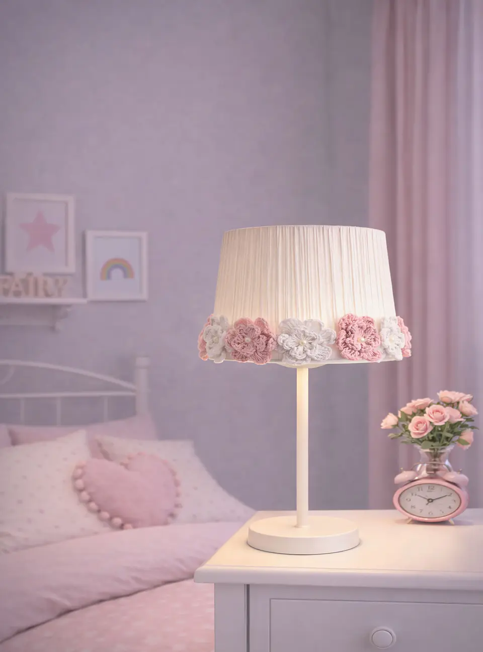 Lampara Velador - Linea Corona de Flores Blanca Rosa 3