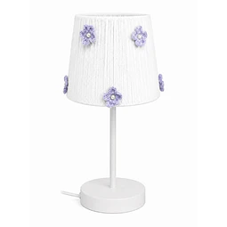 Lampara Velador - Linea Crochet Blanca, Flor Lila