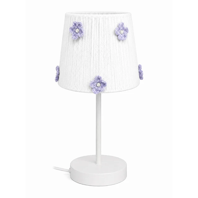 Lampara Velador - Linea Crochet Blanca, Flor Lila