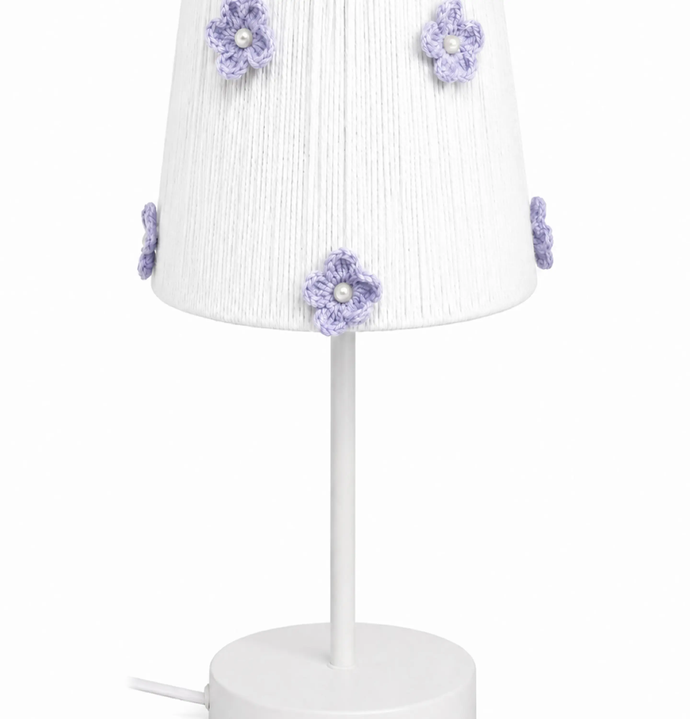 Lampara Velador - Linea Crochet Blanca, Flor Lila 1