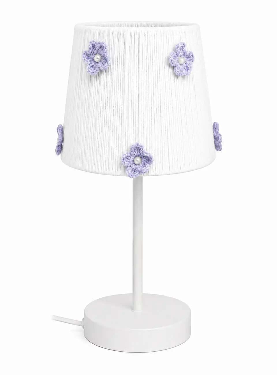 Lampara Velador - Linea Crochet Blanca, Flor Lila 1