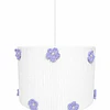 Lampara Colgante - Linea Crochet Blanca con Flores Lilas