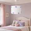 Lampara Colgante - Linea Crochet Blanca con Flores Lilas
