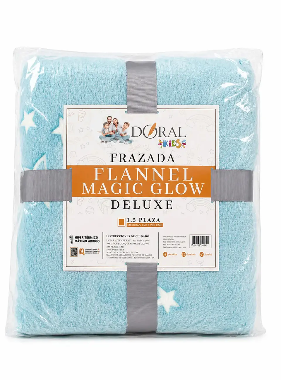 Frazada 1.5 pza. Infantil Luminosa -Celeste Estrellas 2