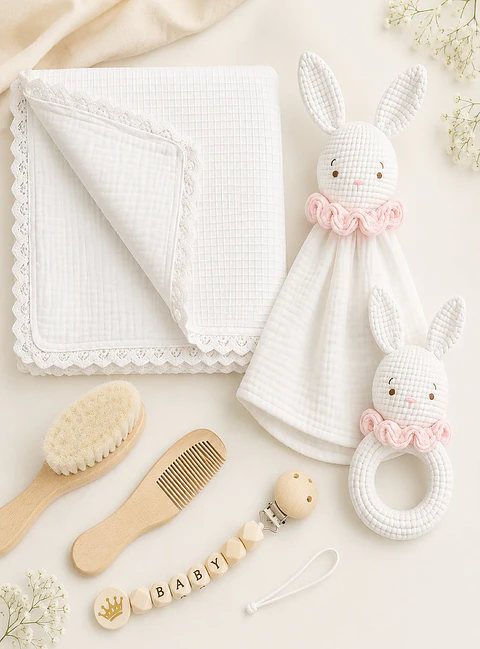 Box 4 Set Baby Shower - Premium Blanco