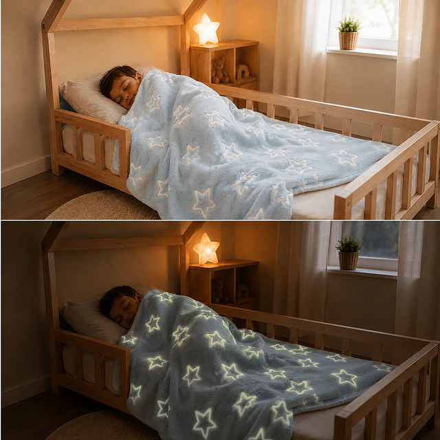 Manta Infantil Luminosa + Cojin Estrella