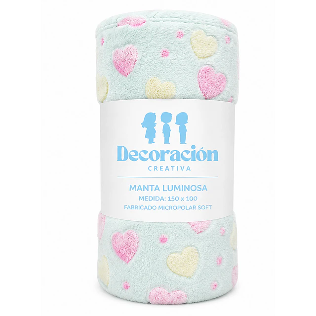 Manta Infantil Luminosa + Cojin Corazon Lila