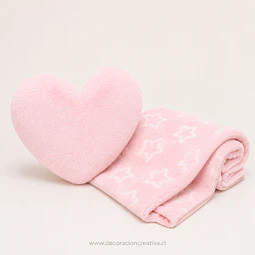 Manta Infantil Luminosa + Cojin Corazon Rosado