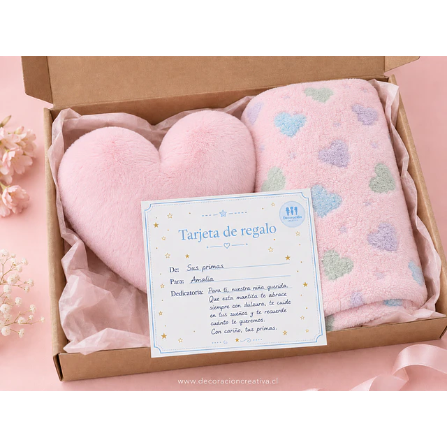 Manta Infantil Luminosa Rosa + Cojin Corazon Rosado