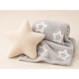Manta Infantil Luminosa + Cojin Estrella Gris