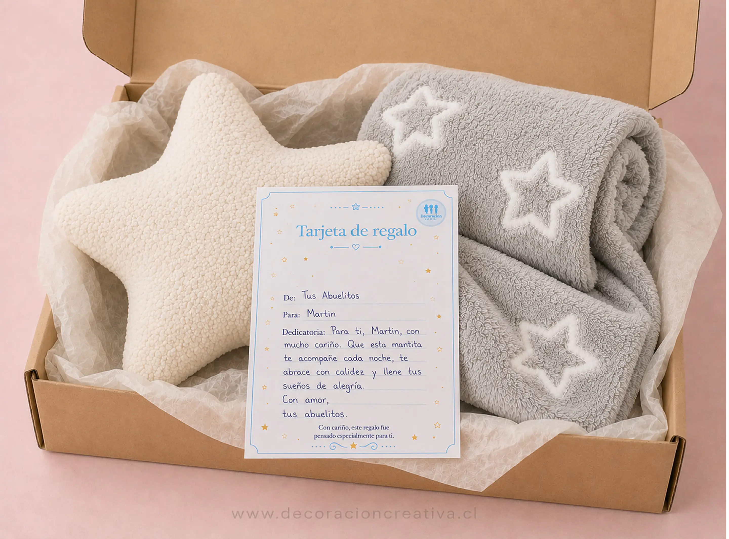 Manta Infantil Luminosa + Cojin Estrella Gris 2