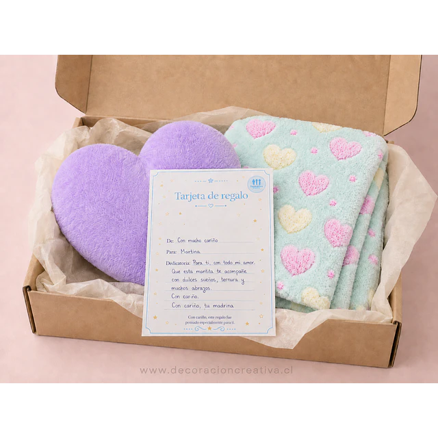 Manta Infantil Luminosa + Cojin Corazon Lila