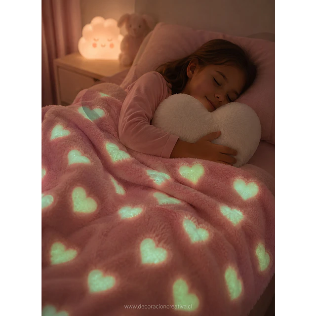 Frazada Infantil Luminosa Rosada+ Cojin