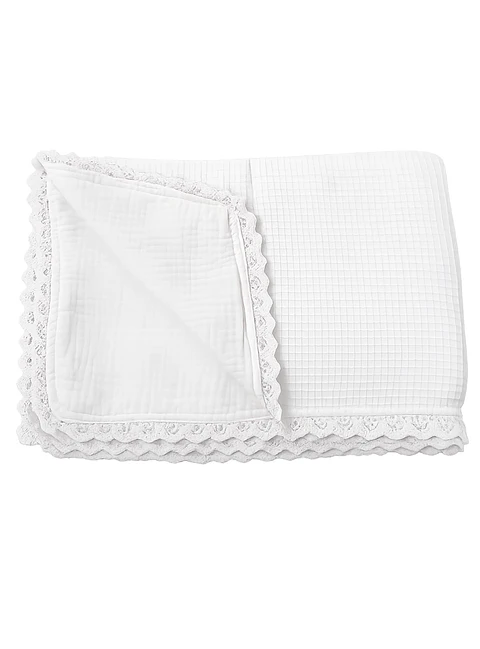 Manta Blanca Bebe  - Muselina y Waffle