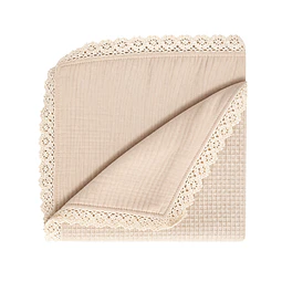 Manta Beige Bebe  - Muselina y Waffle