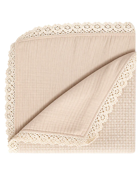 Manta Beige Bebe  - Muselina y Waffle