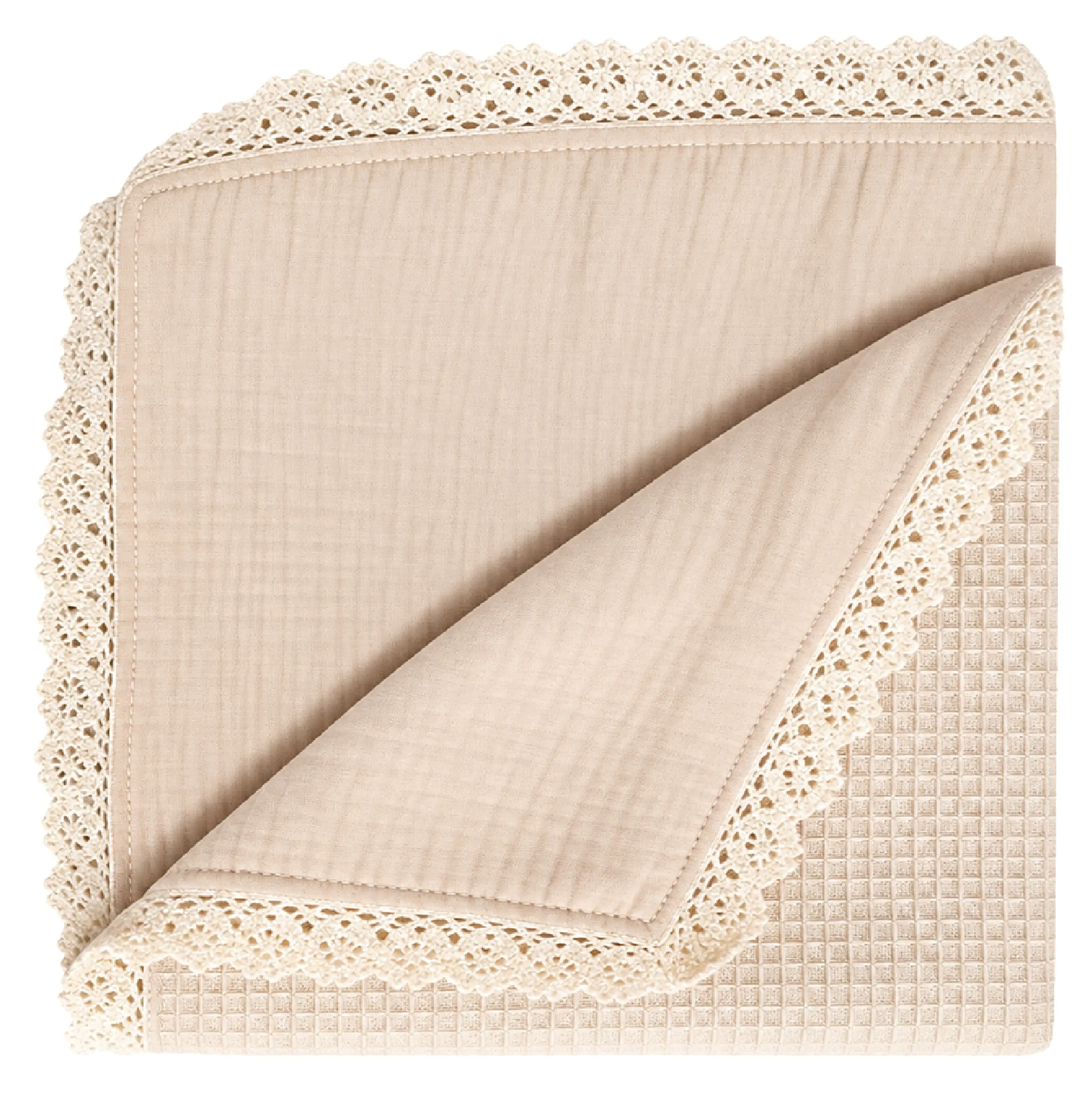 Manta Beige Bebe  - Muselina y Waffle 1
