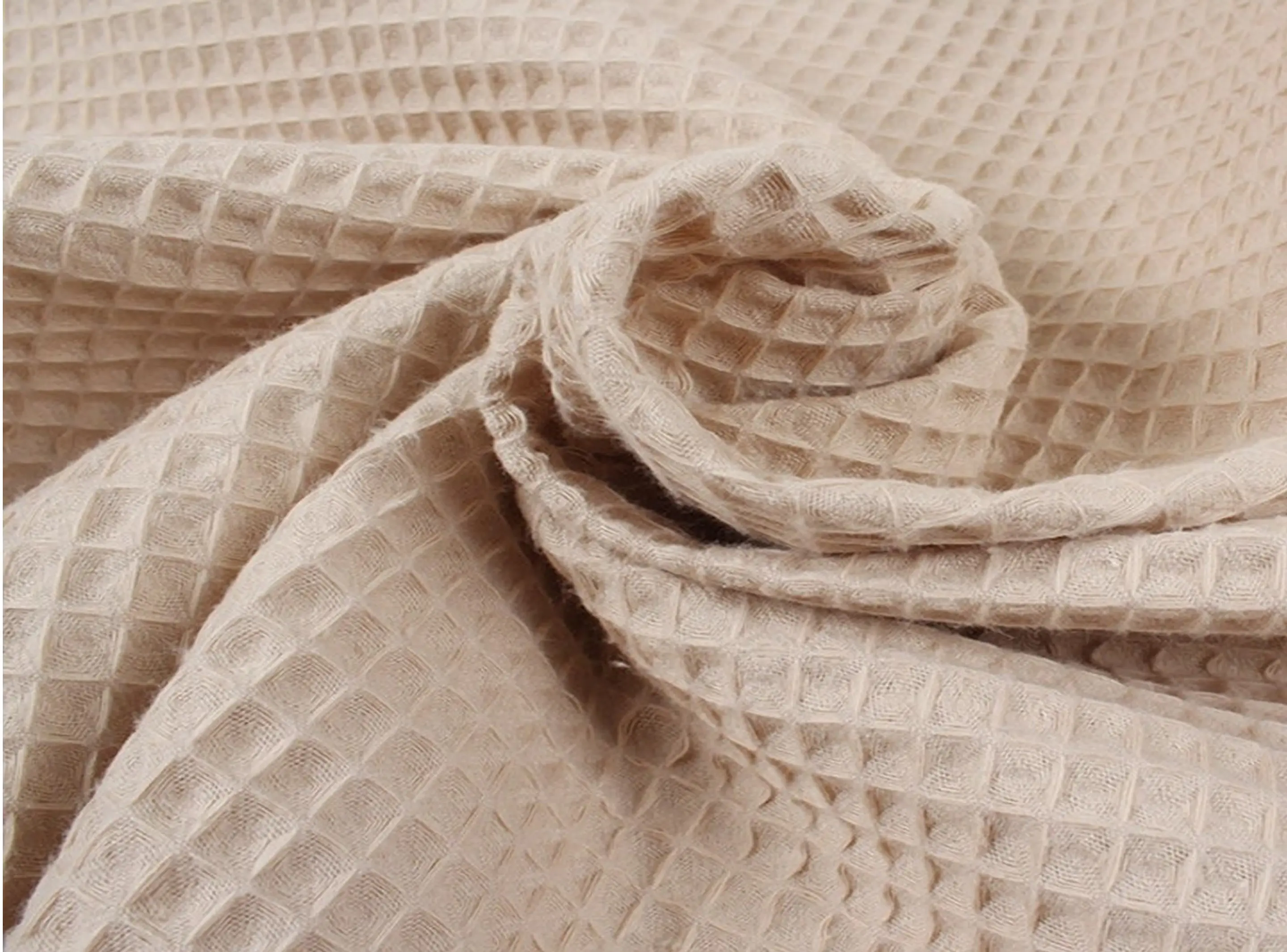 Manta Beige Bebe  - Muselina y Waffle 4