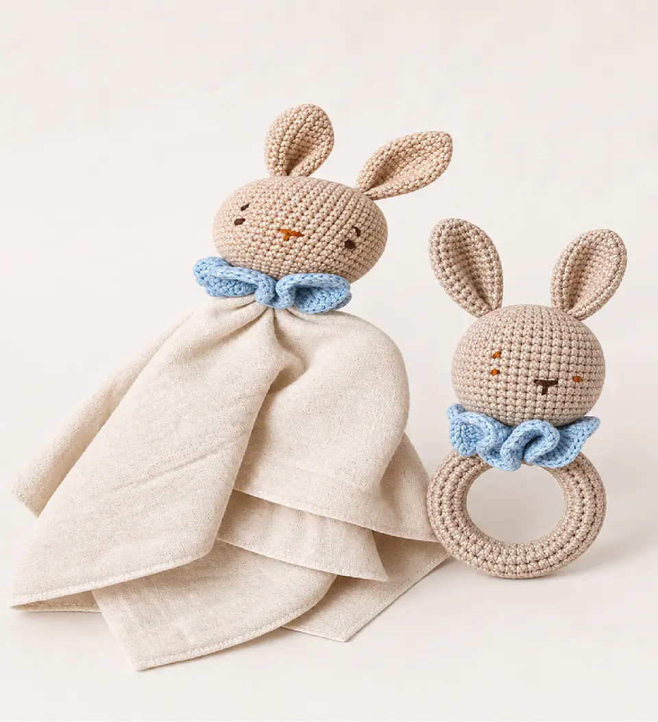 Set Tuto de Apego y Cascabel Crochet- Beige 1