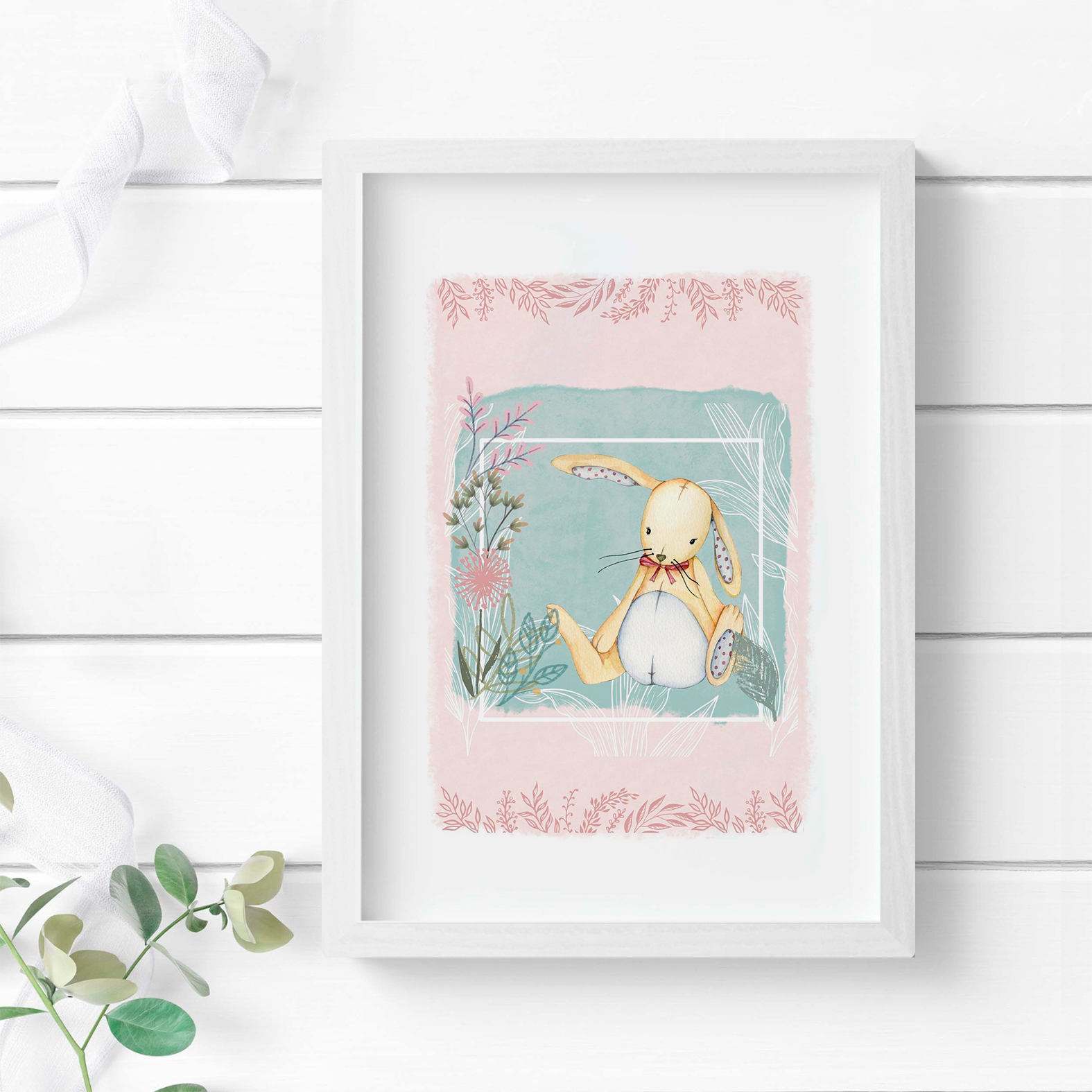 Cuadros botánicos infantiles rosados 3